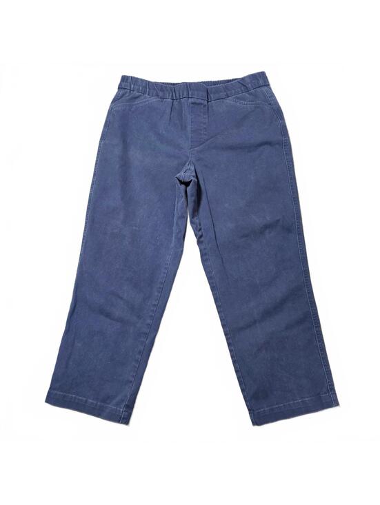 Lands' End Pants - Lands' End Women 6P Navy Mid Rise Cotton Pants Elastic Waistband Comfortable Fit